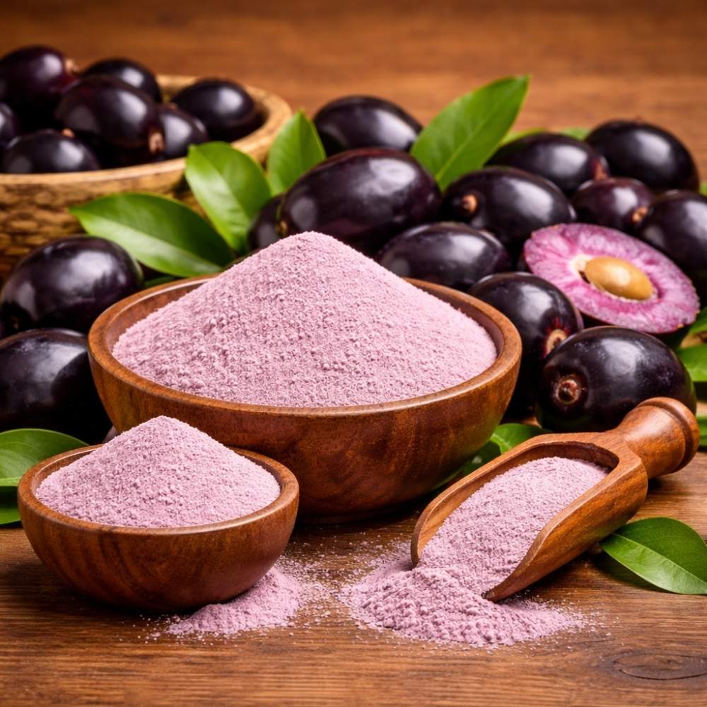Premium-quality jamun powder made from carefully selected fruits, rich in antioxidants and ideal for food, nutraceutical, and wellness applications.
